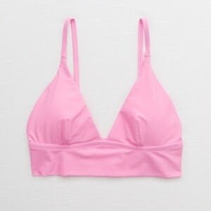 Aerie Longline Triangle Bikini Top - Best Buds Pink - Size L NWOT
